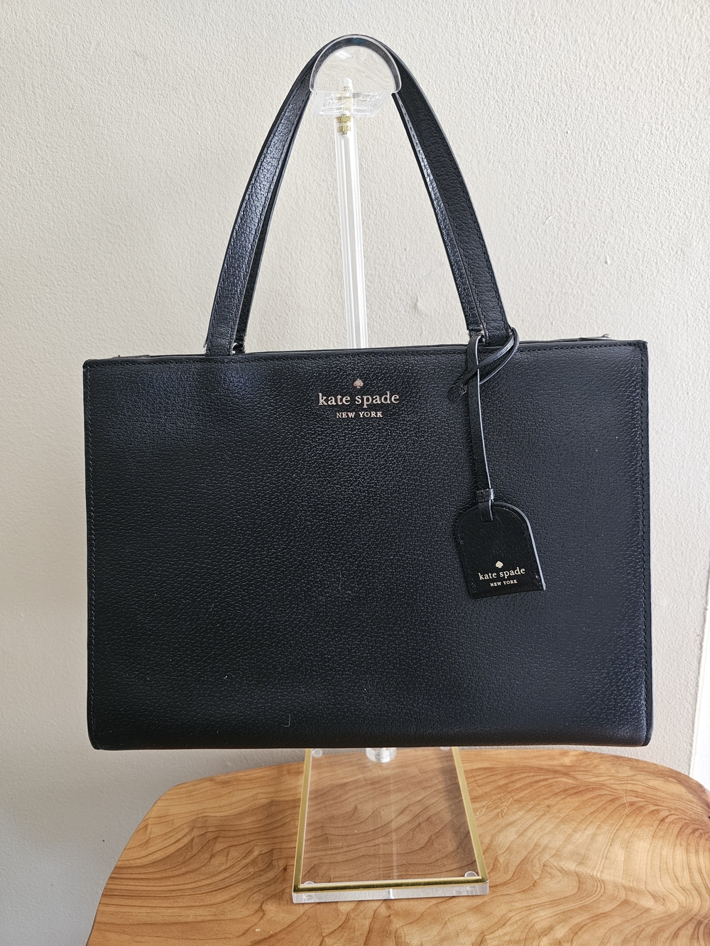 kate spade New York Black Leather Structured Tote - Picture 2 of 7
